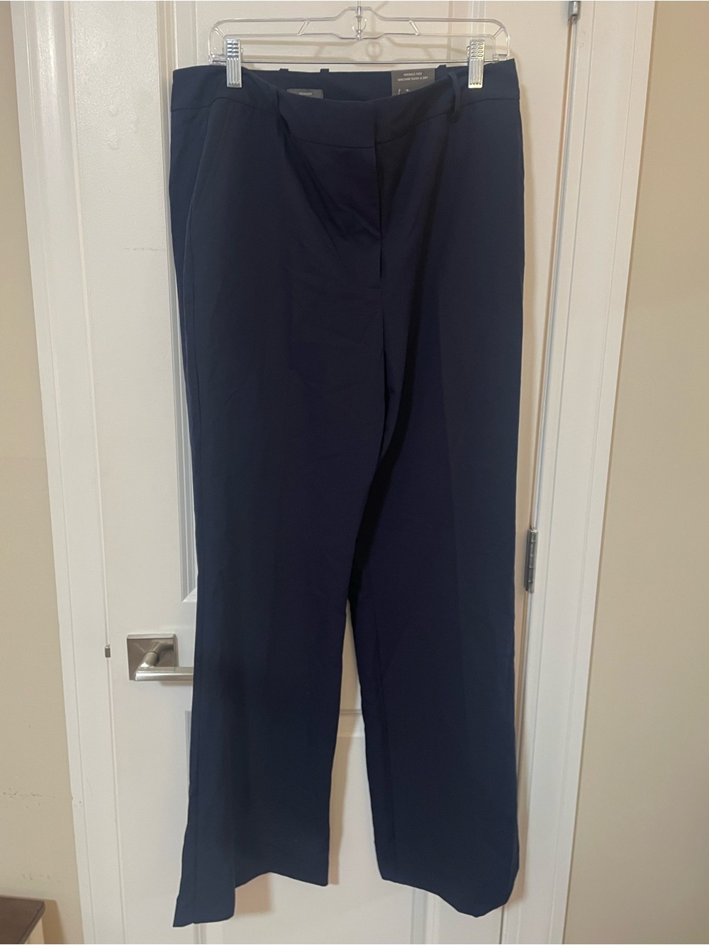 High-Rise Trouser Navy Straight-Leg Dress Pants for Work, 14